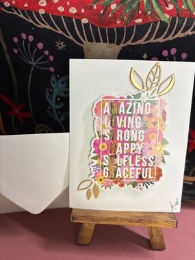 Floral Inspirational Mother’s Day Post Card – Pink, Gold & Ivory